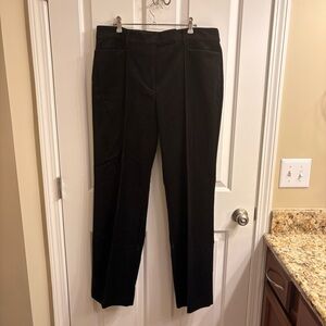 TALL LOFT Black Women's Pintucked Straight Leg Velvet Trousers 14 Tall NWT